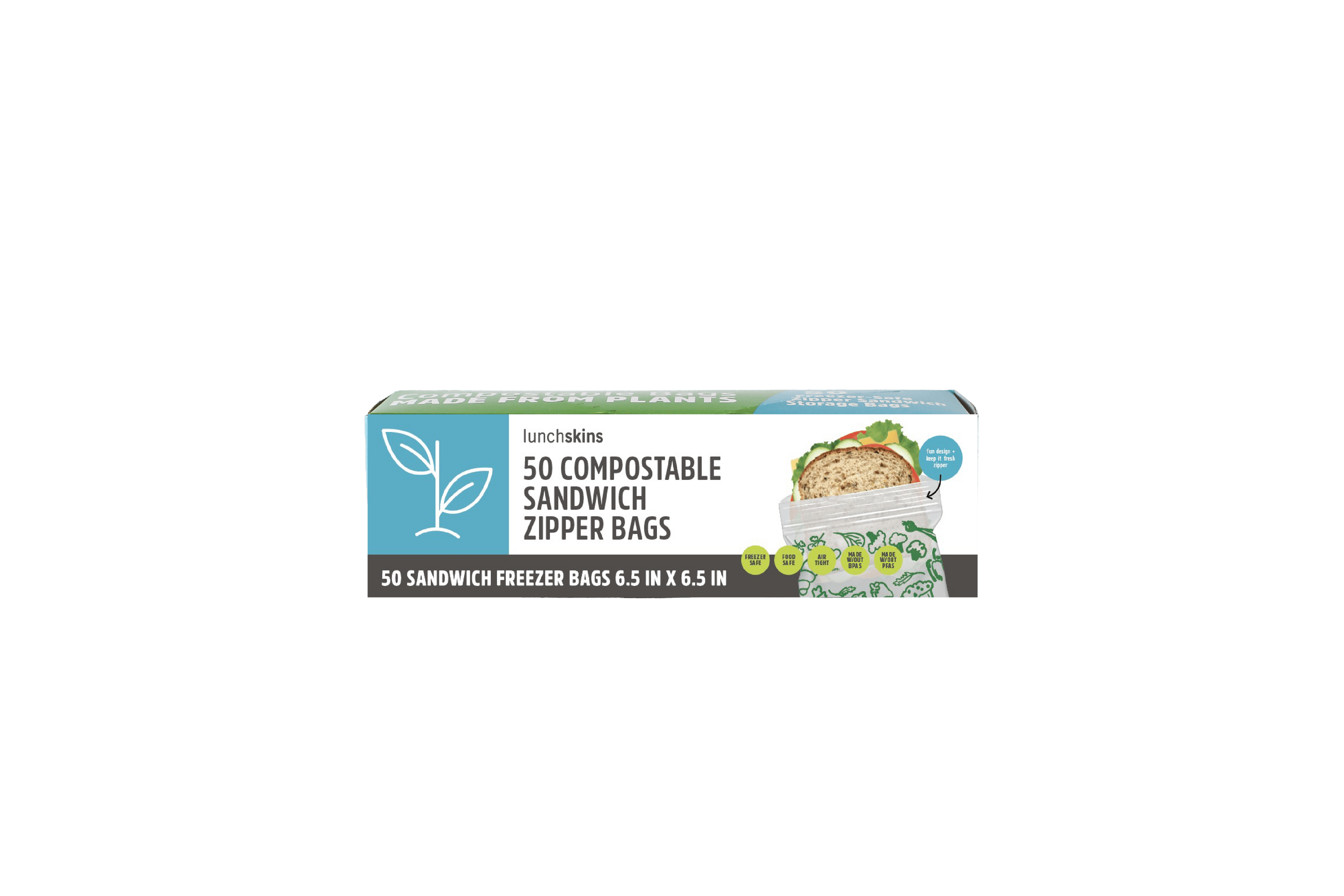 Ziptop Compostable Freezer-Safe Sandwich Storage Bags - Lunchskins