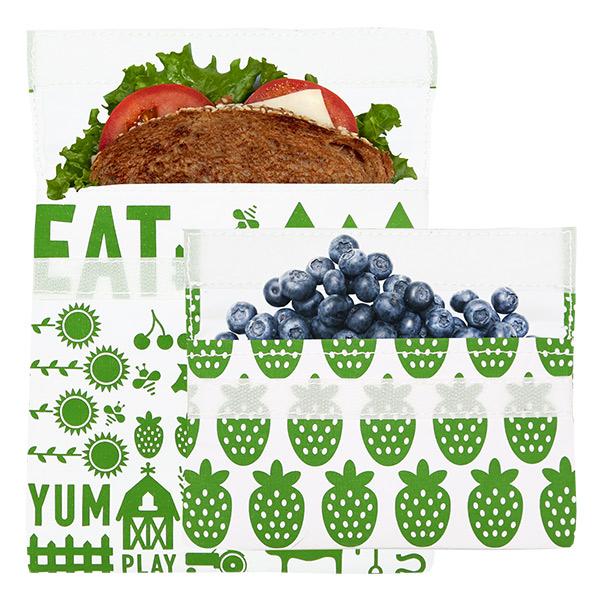 Lunchskins Reusable Zippered Sandwich Bag + Snack Bag 2-Pack Bundle Charcoal Circles