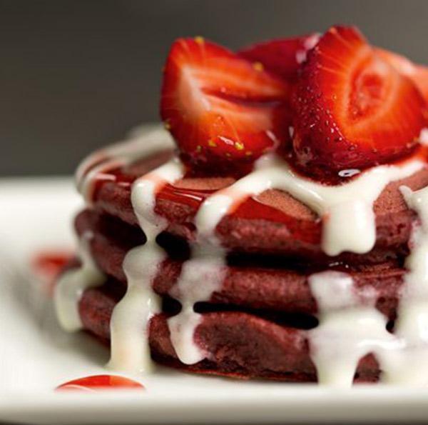 Red Velvet Pancakes for Your Valentine