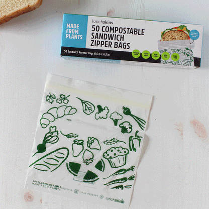 Ziptop Compostable Freezer-Safe Sandwich Storage Bags - Lunchskins