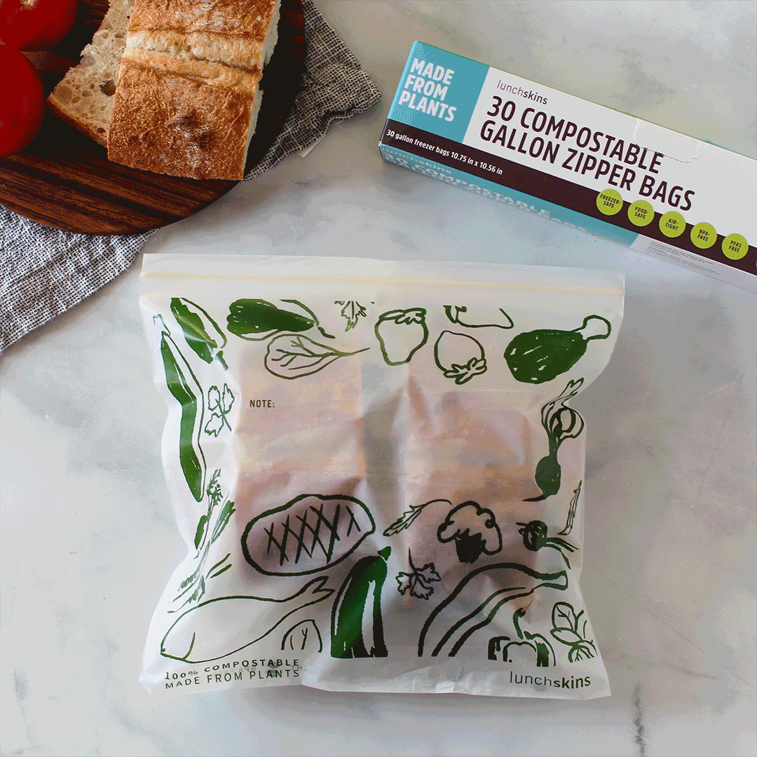 Lunchskins Reusable Sandwich Bag + Snack Bag 2-Pack Bundle Charcoal Bear