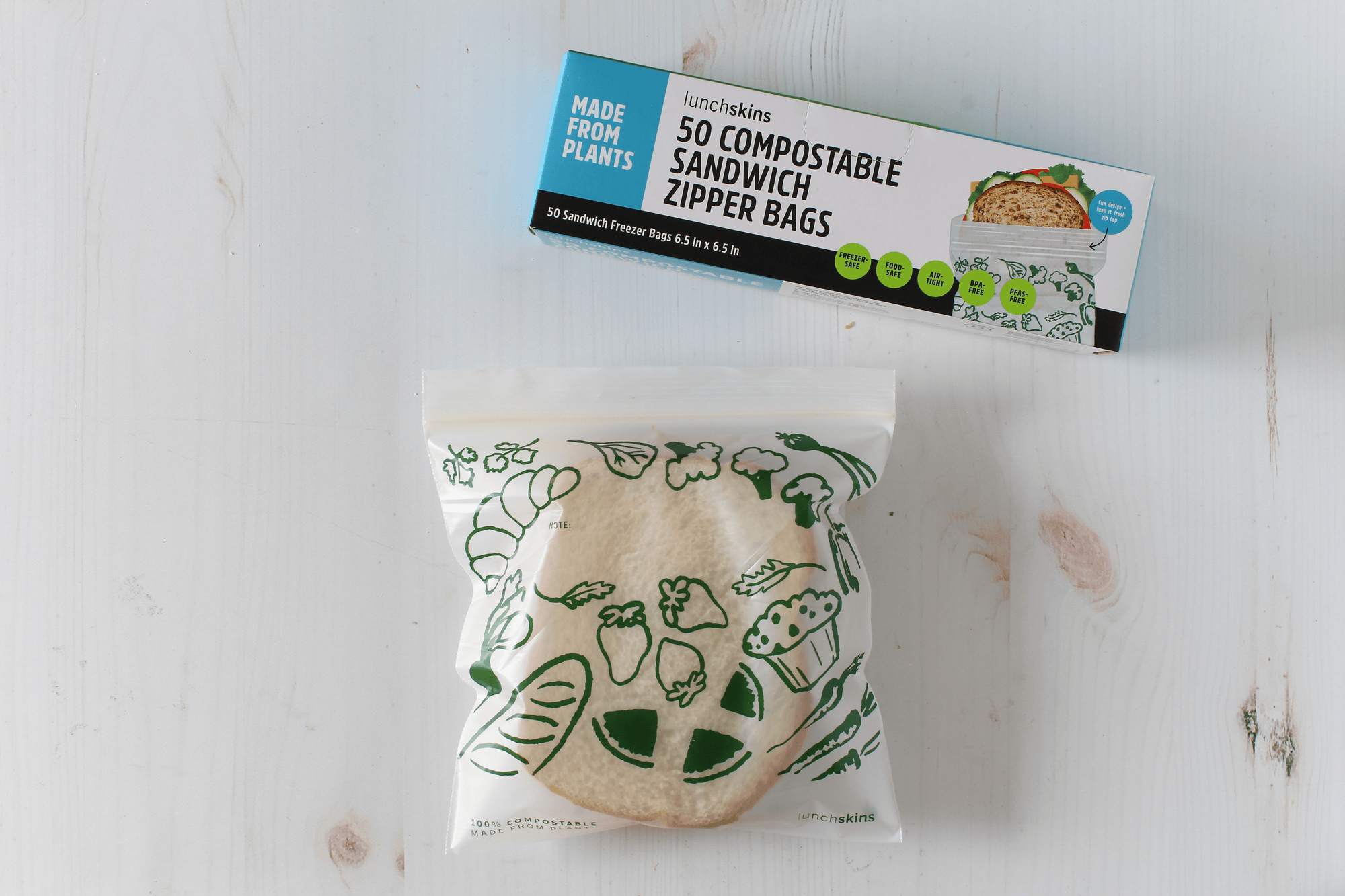 COMPOSTABLE SANDWICH BAG MADE FROM PLANTS