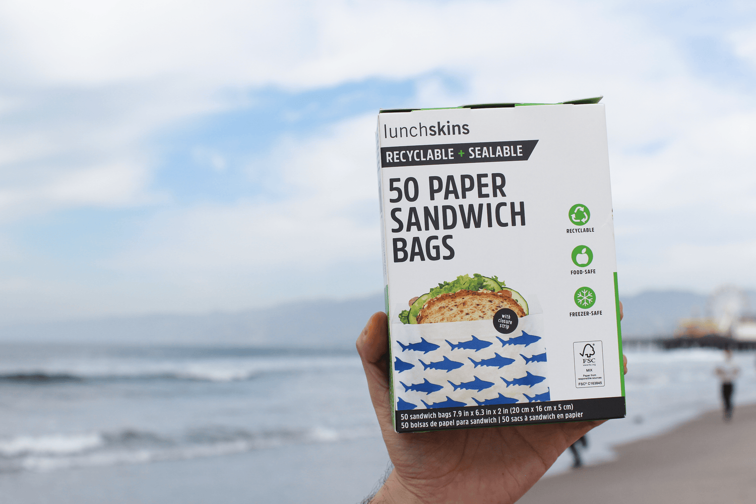 Lunchskins Recyclable & Sealable Paper Sandwich Bags - Shark