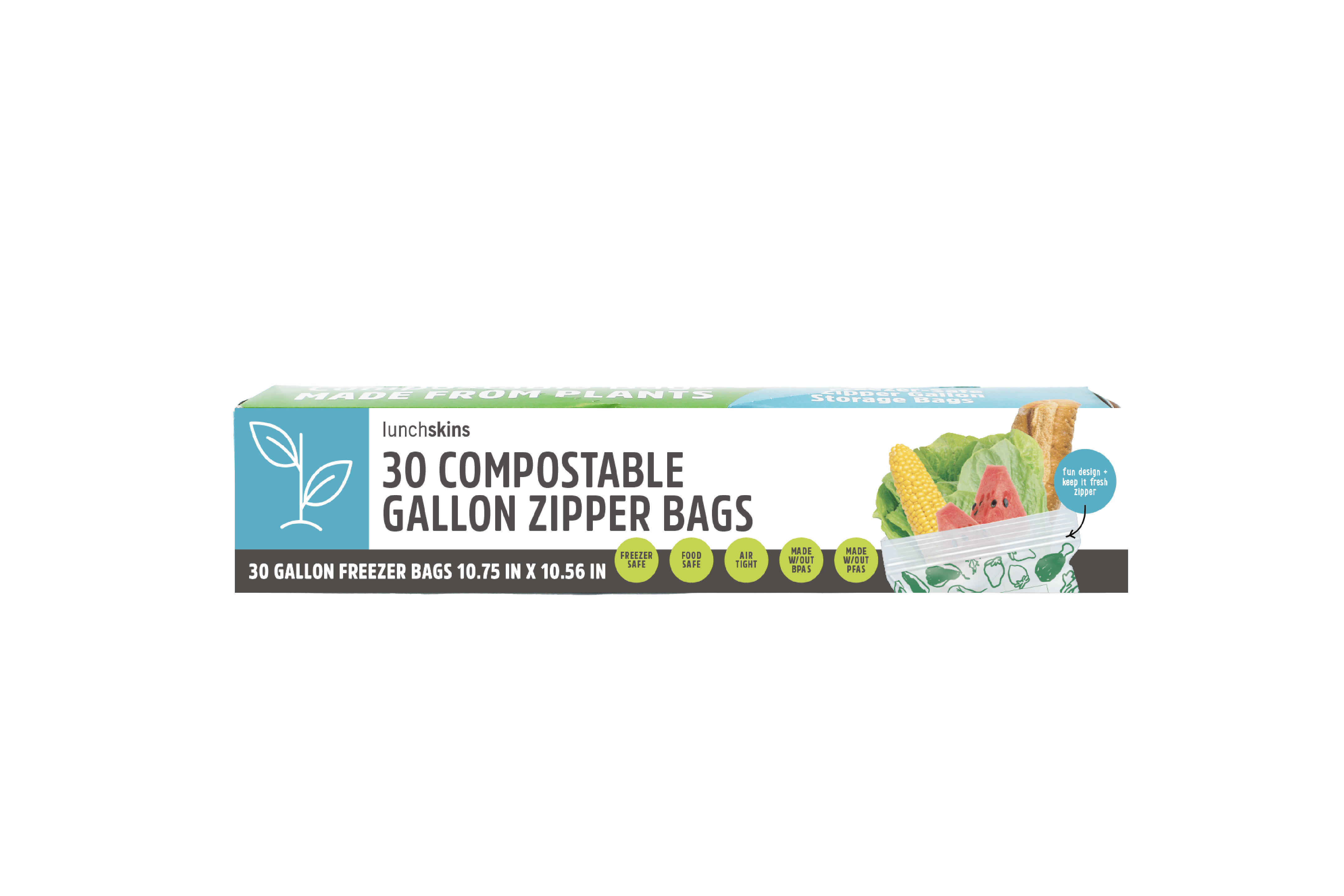 Image of Ziptop Compostable Freezer-Safe Gallon Storage Bags - Lunchskins