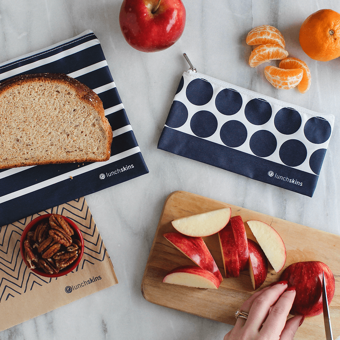 Reusable Lunch Bag Zip Navy Stripe 2-Pack Bag Set food storage bag best reusable bag USA today