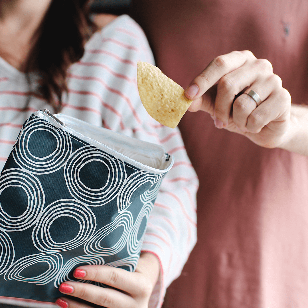Lunchskins Reusable Sandwich Bag + Snack Bag 2-Pack Bundle Charcoal Bear