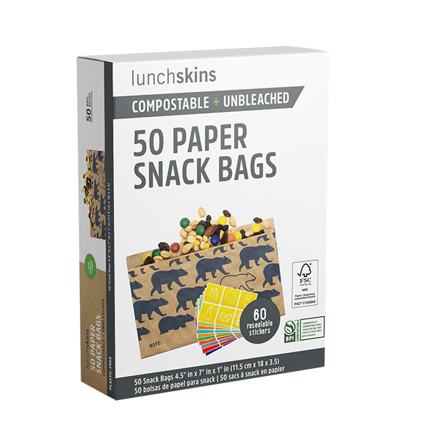 Lunchskins Compostable Bear Snack Food Storage Bags