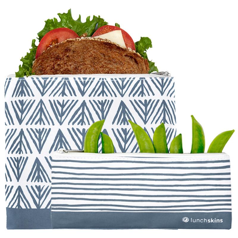 Reusable Lunch Bag Zip Blue Geo 2-Pack Bag Set for food storage best reusable bag usa today