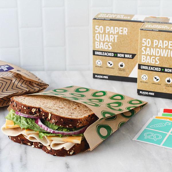 Unbleached + Non-Wax Paper Sandwich & Snack Bags 50 Count Box - Avocado