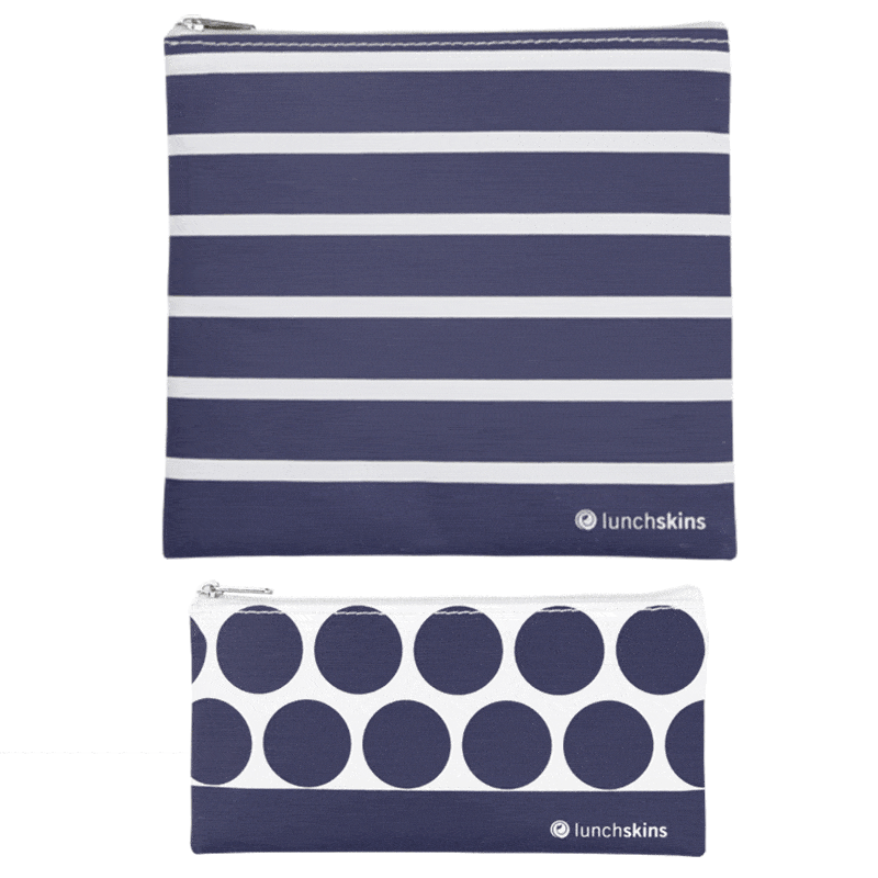 Reusable Lunch Bag Zip Navy Stripe 2-Pack Bag Set food storage bag best reusable bag USA today