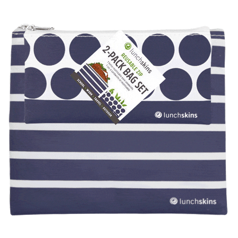 Reusable Lunch Bag Zip Navy Stripe 2-Pack Bag Set food storage bag best reusable bag USA today
