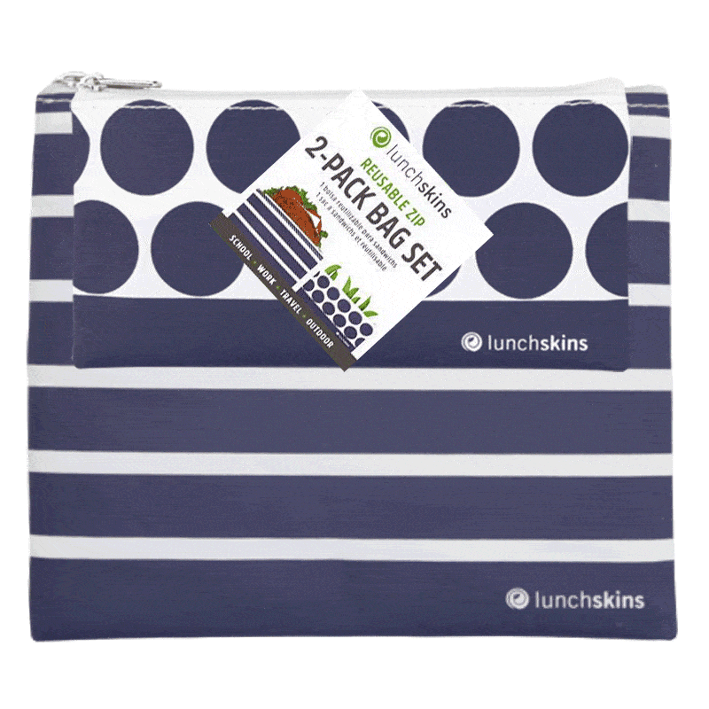Best Reusable Sandwich Snack Bag Set Striped Lunchskins