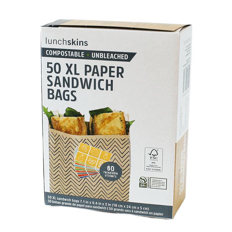 Compostable Paper Quart (XL) Sandwich Bags - Lunchskins